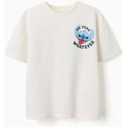 Disney T-shirt de algodão com estampados do Stitch para criança, branco Branco 5-6 Years