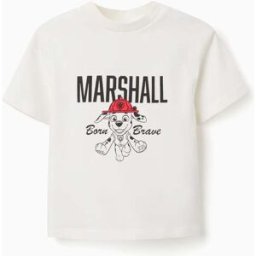 PAW PATROL T-shirt de algodão com estampados Marshall para bebé e menino, branco Branco 24-36 Months