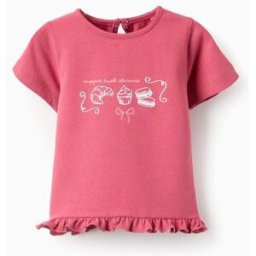 ZIPPY T-shirt de Algodão com Folhos para Bebé Menina 'Sweet', Rosa Rosa 12-18 Months