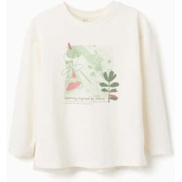 ZIPPY T-shirt de algodão com estampado 'Nature' para menina, branco Branco 4-5 Years