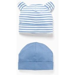 ZIPPY Conjunto 2 gorros liso/riscas para recém-nascido, azul/branco Azul Claro 0-3 Months
