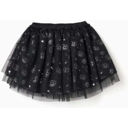 ZIPPY Saia de tule em camadas com motivo de abóboras para menina, preto Preto 9-10 Years