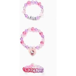 Set 2 Pulseiras com Missangas/Pendente para Menina 'Hello Kitty', Rosa Rosa ÚNICO