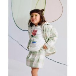 ZIPPY Saia-Calção de Flanela com Xadrez para Menina, Verde Verde Claro 9-10 Years