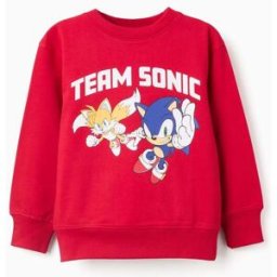 Sweat cardada com estampado Sonic and Tails para menino, vermelho Vermelho 4-5 Years