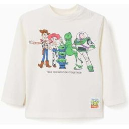 Disney T-shirt de manga comprida de algodão Toy Story para bebé e menino, branco Branco 24-36 Months