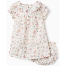 ZIPPY Vestido de manga curta com padrão floral para recém-nascida, bege Beige 0-1 Months