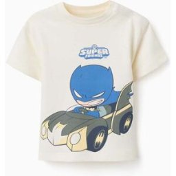WARNER BROS T-shirt de algodão com estampado Batman para bebé e menino, bege-claro Branco 18-24 Months