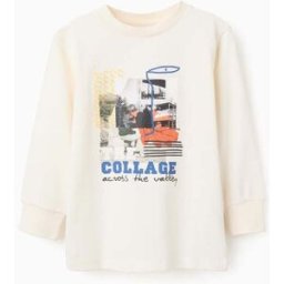 ZIPPY T-shirt de algodão com estampado 'the collage' para menino, branco Branco 4-5 Years