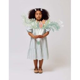 ZIPPY Vestido de Algodão às Riscas para Menina 'B&S',; Verde/Branco/Laranja Verde 3-4 Years