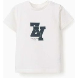 ZIPPY T-shirt de Algodão para Bebé Menino 'ZY', Branco/Azul-Escuro/Verde Branco 12-18 Months