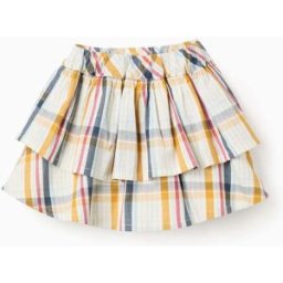 ZIPPY Saia de Folhos em Algodão com Xadrez para Menina 'B&S',; Multicolor Beige 5-6 Years
