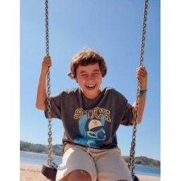 Disney T-shirt de algodão com estampado Stitch para criança, cinza-escuro Cinzento 3-4 Years