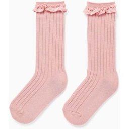 ZIPPY Meias altas com folhos de crochê para menina, rosa-claro Rosa 31-34