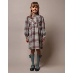 ZIPPY Vestido de algodão com folhos e xadrez 'B&S'; para menina, multicolor Verde 9-10 Years