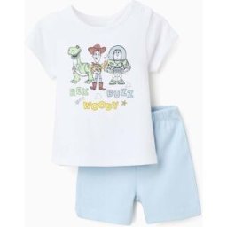 Disney Pijama Curto de Algodão para Bebé Menino 'Toy Story', Branco/Azul Branco 6-9 Months