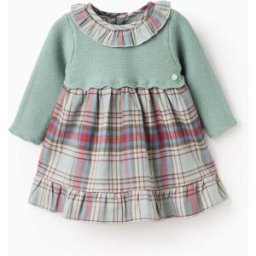 ZIPPY Vestido Combinado com Xadrez para Recém-Nascida 'B&S',; Verde Verde 3-6 Months