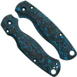 Flytanium Spyderco Paramilitary 2 Lotus Scales FLY1360AS Arctic Storm Carbon Fiber, capas de cabo