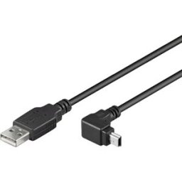Cabo USB 2.0 A - mini-USB B 5 pinos 90º 1.8m