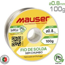 Mauser - Solda em fio s/ chumbo ''Lead Free'' c/ adição de cobre Sn99Cu1 SW32 - 0.8mm - 100g.