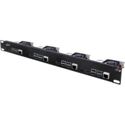 Waveshare PI4-1U-RACK-KIT - Suporte Rack 1U 19'' para 4× Raspberry Pi 4B com Ventoinhas e Adaptadores HDMI/microSD
