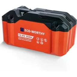 ECO-WORTHY - Bateria de Lithium (LiFePO4) BMS portátil c/ saída DC Ø5.5x2.5mm - 12.8V 20A (256Wh)