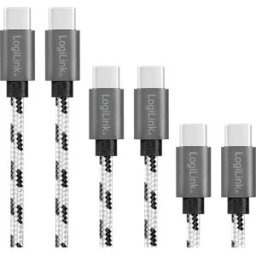 Logilink CU0200 - Conjunto de 3 cabos USB-C ➝ USB-C 2.0 10W - 0.5m + 1m + 2m