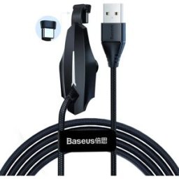 Baseus CATXA-A01 - Cabo USB-A - USB-C 3A com fixação por ventosas e LEDs RGB - 1.2m