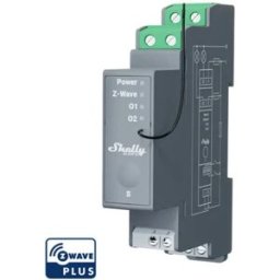Shelly Qubino Wave PRO 2 - Módulo para calha DIN c/ 2 relés para automação Z-Wave™ - 110/240VAC 16A (contactos secos)