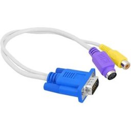 Cabo adaptador VGA -> S-Video (S-VHS - 4pin) + RCA - 190mm