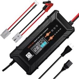 ECO-WORTHY - Carregador Inteligente de Baterias (10-300Ah) 12V/20A 24V/10A com Ecrã LCD