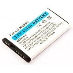 Bateria para telemóvel compatível com LG KU380, KP100, KP130 3.7V 600mAh 2.2Wh Li-Ion