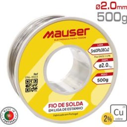 Mauser - Solda em fio com adição de cobre Sn60Pb38Cu2 - SW32 - 2mm - 500g