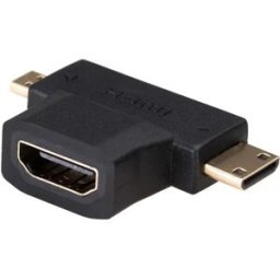 Adaptador HDMI 1.4 fêmea p/ micro-HDMI macho + mini-HDMI macho
