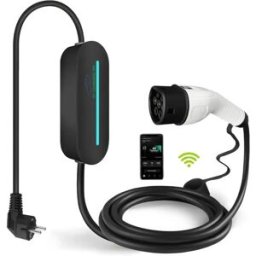 Carregador portátil para EV c/ WiFi + BT - monofásico 6-16A 3.7kW - Schuko - Tipo 2 - IP54 - 5m