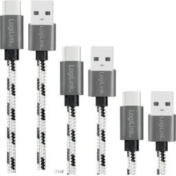 Logilink CU0201 - Conjunto de 3 cabos USB-A ➝ USB-C 2.0 10W - 0.5m + 1m + 2m