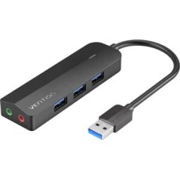 Vention CHIBB - Hub USB-A 3.0 de 3 portas USB-A + Micro-USB c/ placa som integrada (micro+phones)