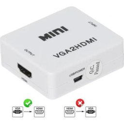 Conversor VGA fêmea ➝ HDMI fêmea - áudio e alimentação mini-USB