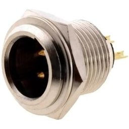 Ficha mini-XLR 3 pinos macho de painel para soldar Ø11mm