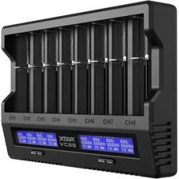 XTAR VC8S - Carregador 8 baterias Li-ion/NiMH c/ carregamento inteligente e modos de medição