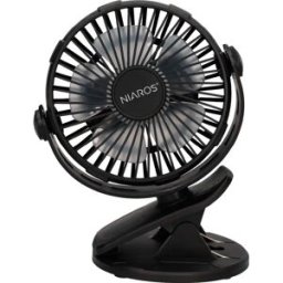 Niaros - Mini ventilador portátil c/ cabo USB, mola de fixação e base p/ mesa