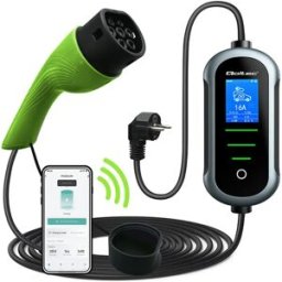 Qoltec - Carregador portátil para EV (compatível c/ Tuya) - monofásico 8-16A 3.5kW - Schuko - Tipo 2 - IP66 - 5m