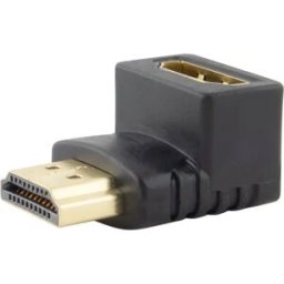 Adaptador HDMI 19pin fêmea «» HDMI 19pin macho, curva 90º, dourado