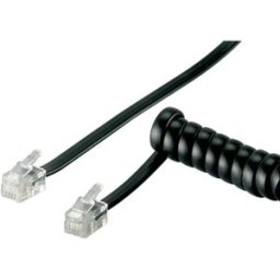Cabo para ligação do auscultador do telefone RJ10 espiral - preto - 2m