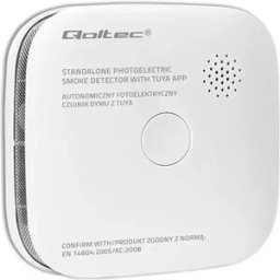 Qoltec 52579 - Detetor de fumo Wi-Fi 2.4 GHz (compatível c/ Tuya) SmartLife - bateria 1600mA - 85 db