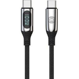 Forever - Cabo USB revestido a nylon USB-C - USB-C PD 100W com display de corrente - 1.0m
