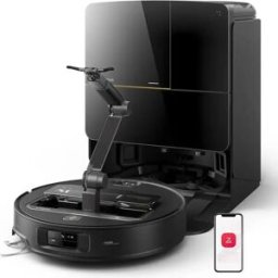 Roborock Saros Z70 - Aspirador Robô 22000Pa 6400mAh c/ Braço Robótico e Mopas Rotativas + Estação Multifunções - Preto