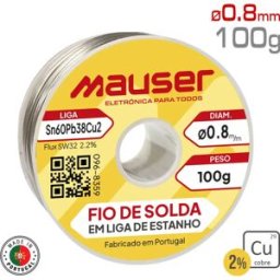 Mauser - Solda em fio com adição de cobre Sn60Pb38Cu2 SW32 - 0.8mm - 100g