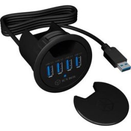 ICY BOX IB-HUB1403 - Hub USB 3.0 de embutir (Ø60mm) c/ 4×USB-A