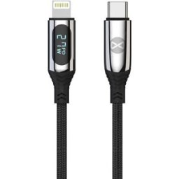 Forever - Cabo USB revestido a nylon USB-C - Lightning 27W com display de corrente - 1.0m